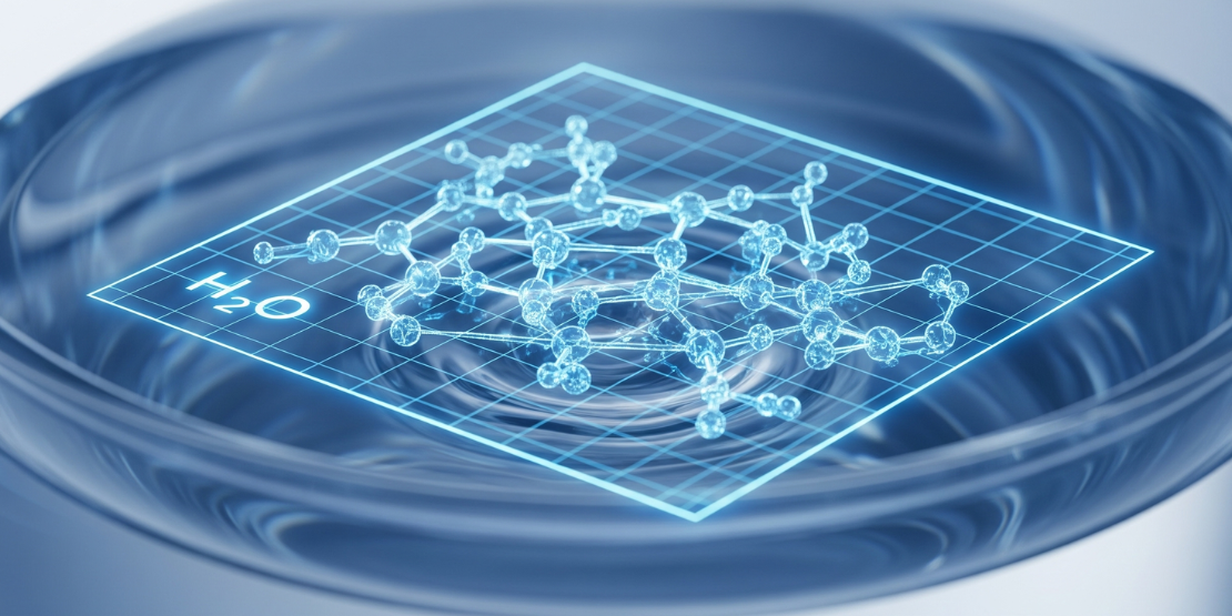 Vodonične veze su 'lepak' koji omogućava vodi da formira kompleksne, dinamične strukture i klastere. Detaljna molekulska vizuelizacija vodoničnih veza koje povezuju više H₂O molekula u dinamičnu mrežu.