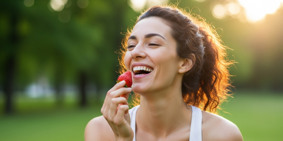 Osoba koja zrači zdravljem i energijom, kao rezultat prelaska na sirovu ishranu.